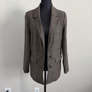 Old Navy Women's XS Plaid Jacket Preppy Boyfriend Blazer Old Money Stretch NWT